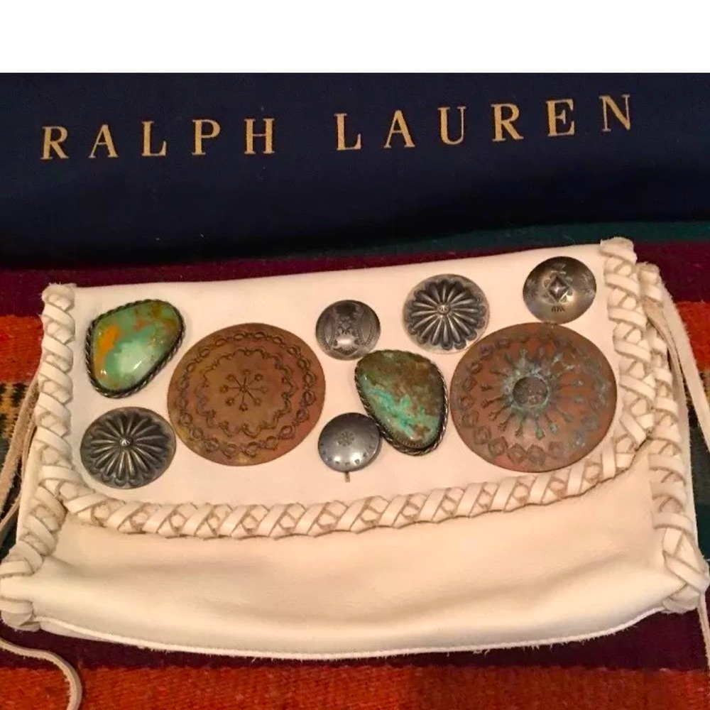 RALPH LAUREN Collection Western Line Clutch Bag Copper Silver Turquoise RARE!